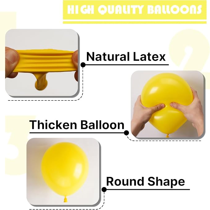 PartyWoo Yellow Balloons 101pcs Yellow Latex Helium Balloons 12 Inch | Birthday - Image 7