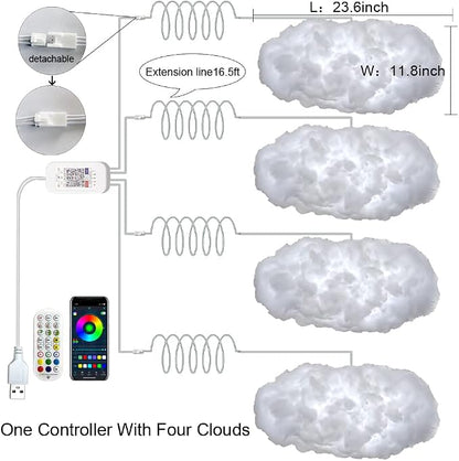 4PCS 3D Big Cloud lightning Light Kit Music Sync Warm Multicolor lightning - Image 2