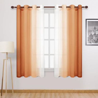 DWCN Faux Linen Ombre Sheer Curtains by DWCN