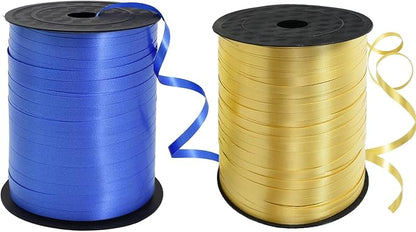 TONIFUL 500 Yards Blue and Gold Curling Ribbon Balloon String | Balloon Ribbons by TONIFUL
