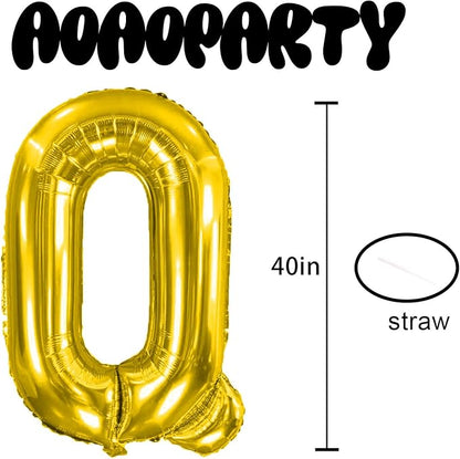 Letter Balloons Gold 40 Inch Q Large Giant Big Foil Mylar Balloon | - Image 3