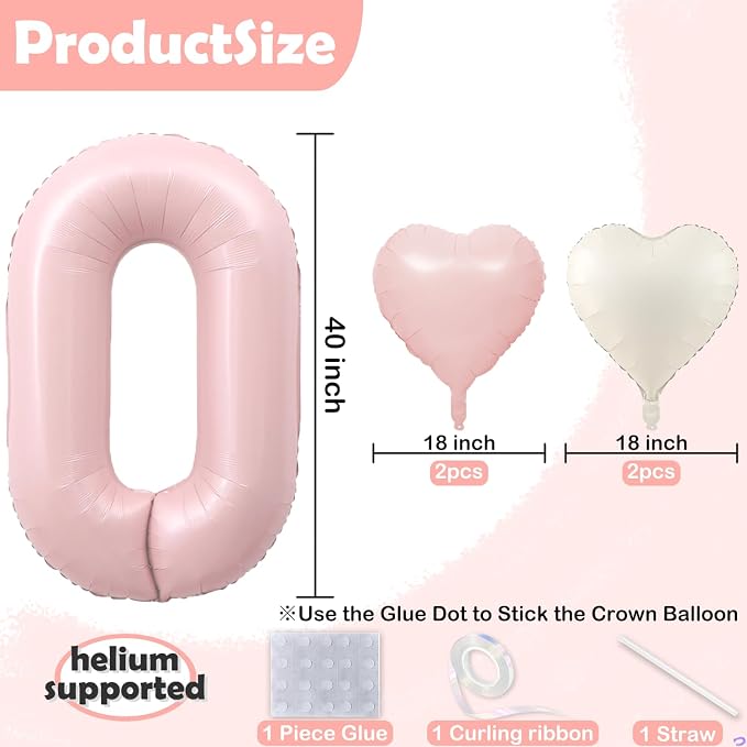 Pink 2 Balloon Number Pastel Pink 2nd Birthday Party Decorations - Image 2