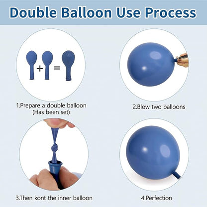 Dusty Blue Balloons Arch Kit, Double Stuffed, Party Decor | Dark Denim Blue - Image 2