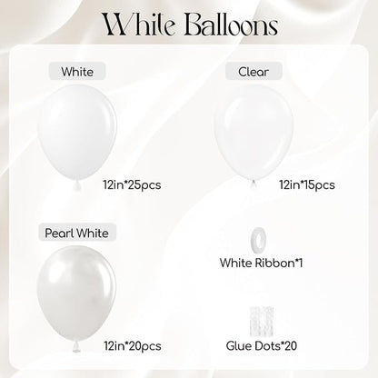 60pcs White Balloons with Clear Pearl White Balloons - Image 3