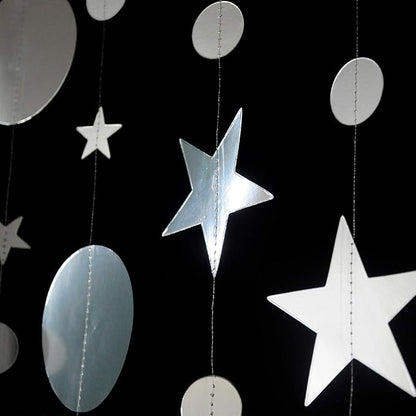Silver Party Decoration Silver Star Circle Dot Hanging Garland Hanging Streamer - Image 4