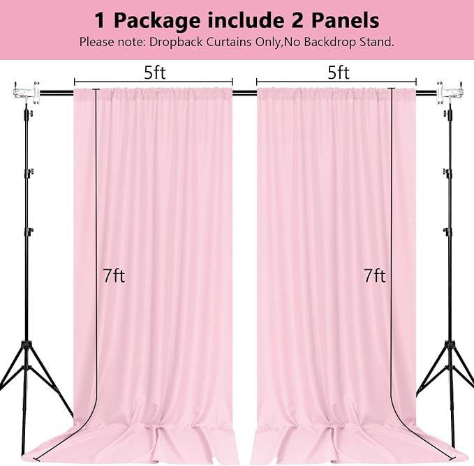 Pink Backdrop Curtain for Parties Rod Pocket Pink Curtains Photography Backdrop - Image 2