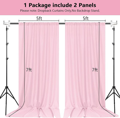 Pink Backdrop Curtain for Parties Rod Pocket Pink Curtains Photography Backdrop - Image 2