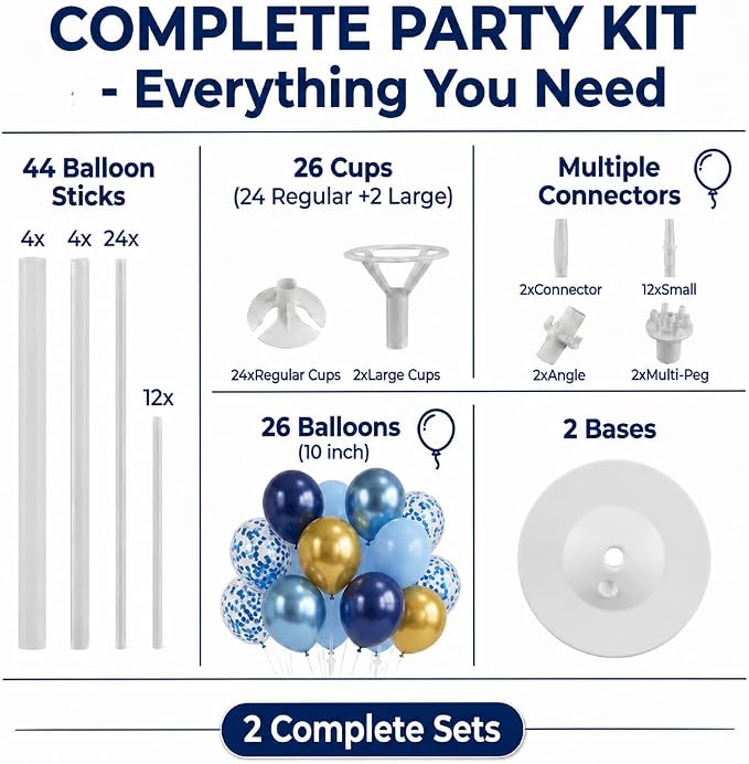 Blue Gold Balloon Column Kit Set of 2 - Image 2