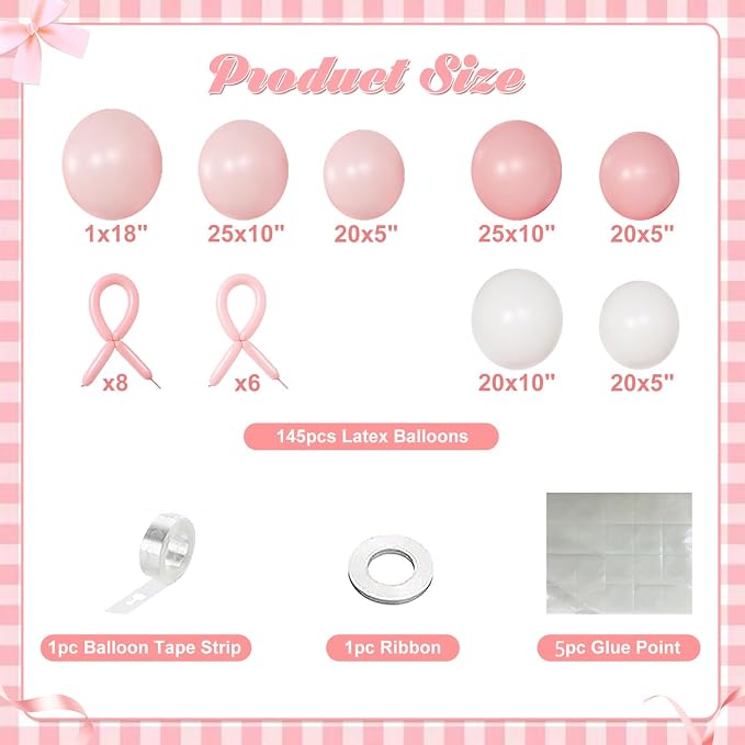 Pink Balloon Arch Kit, Different Sizes - Image 6