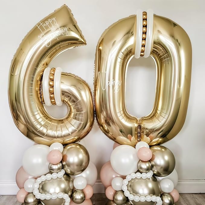Champagne Gold 20 Balloon Number, 40 Inch Light Gold 20 Balloons Big Foil Mylar - Image 3