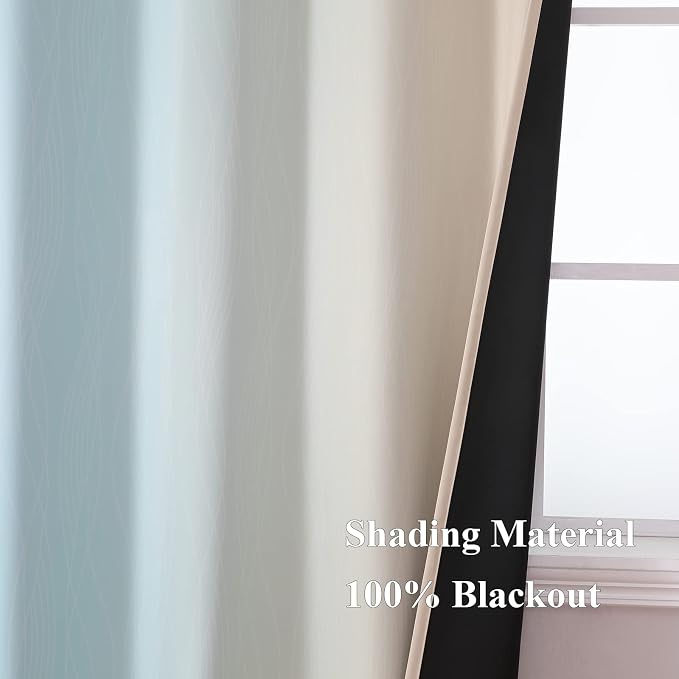 Full Room Darkening Gradient Blackout Curtains 72 Inch Length 2 Panels Set - Image 5