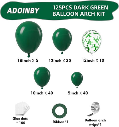 Green Balloon Arch Kit, 18 12 10 5 Inch Different Size Balloons - Image 2