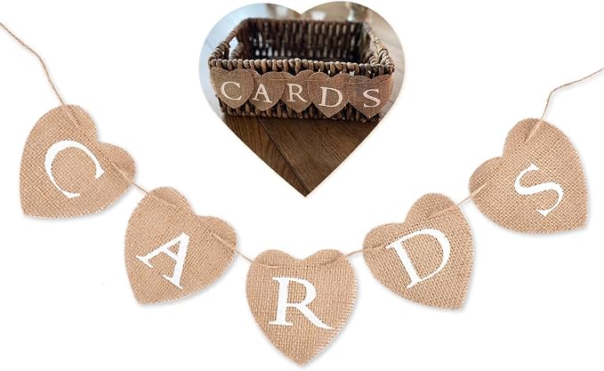 Cards Banner Heart Jute Burlap Banner Jute Garland by dsdistinctivestyle