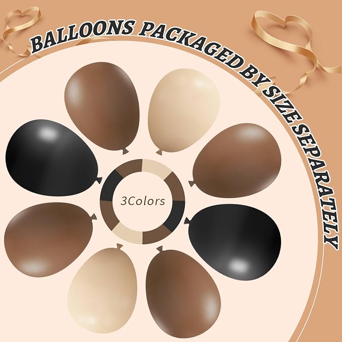 412Pcs Brown Black Nude Balloon Garland Arch Kit, 18 12 10 5 inch Different - Image 4