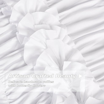 Blackout Drapes 54" x 84" x 2 Panels, Handmade Ruffles | Butterfly Flower - Image 2