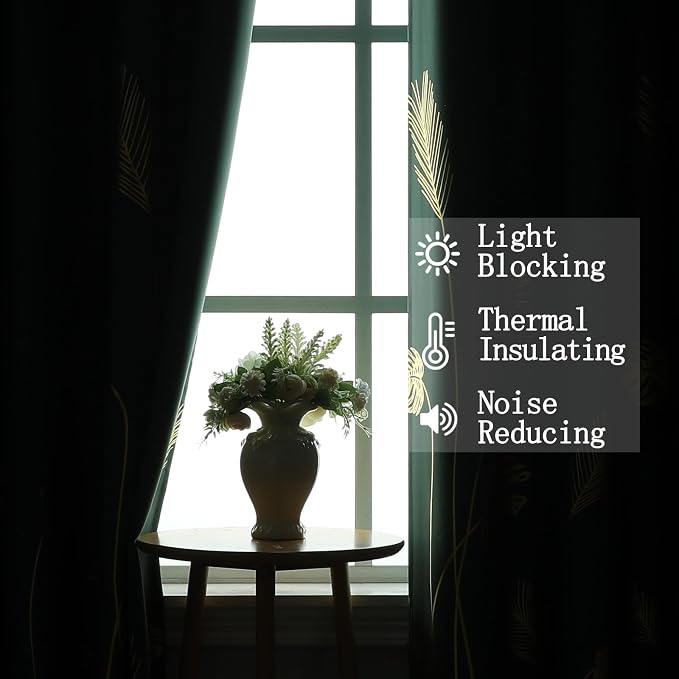 Green Blackout Curtains for Living Room 72 Inch Length 2 Panels Set, Room - Image 6