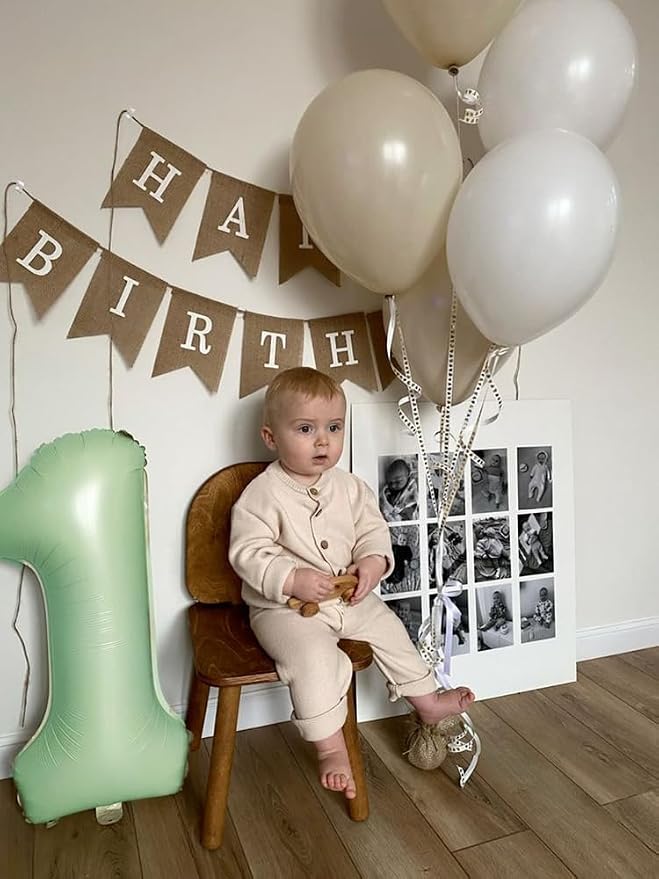 Number 1 Balloon Birthday Decorations, 40In Sage-Green Balloons - Image 2