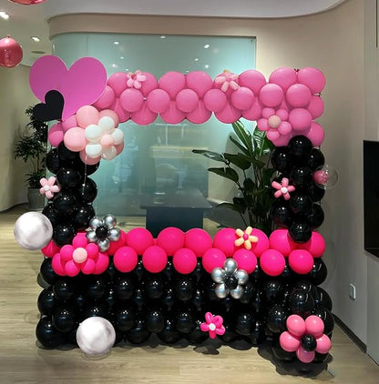 Black Red Pink Silver Balloon Garland Arch Kit - Image 7