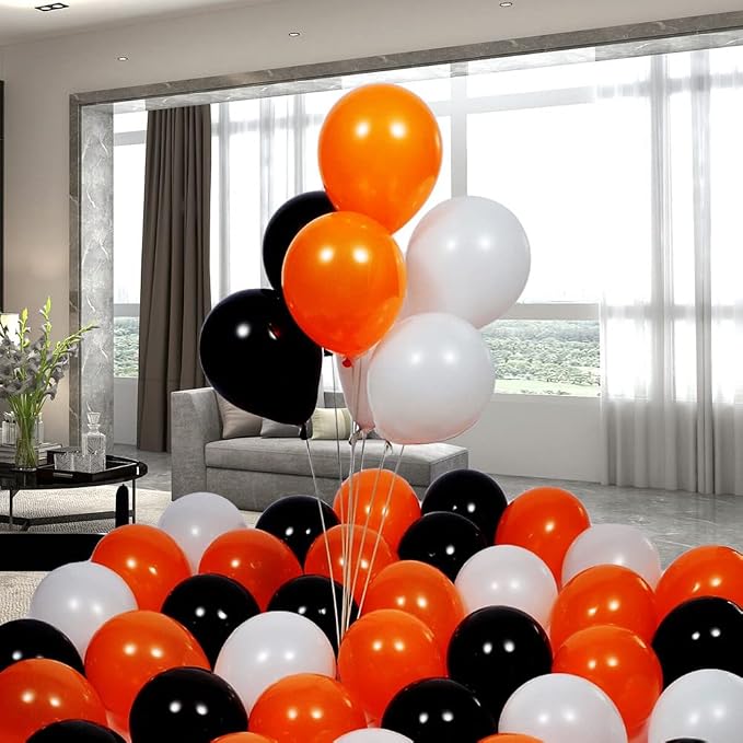 300 Pack Orange Black and White Balloons by BAOKUANHU
