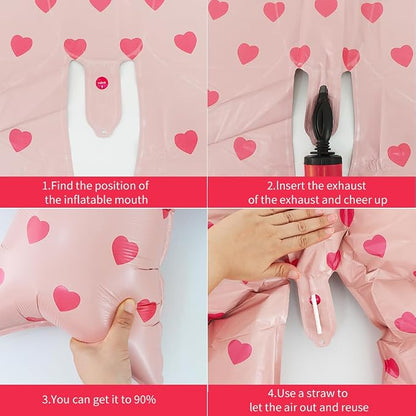 38 Inches Bow Balloon with Pink Heart Print - Image 3