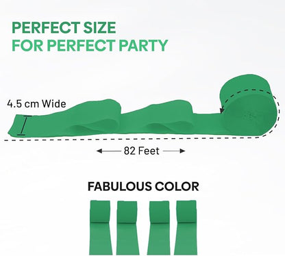 4 Green Crepe Paper Streamers, 328ft Pack of Party Decorations | Each roll is - Image 2