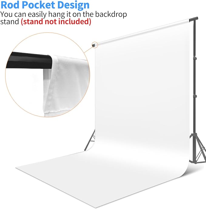 HEMMOTOP White Photo Backdrop, 6x9 ft, Photography Background | Polyester Fabric - Image 5