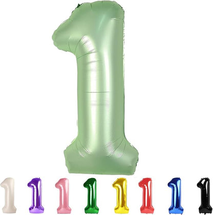 40 Inch Number 1 Balloon, Olive Green Birthday Decorations by Mluchee