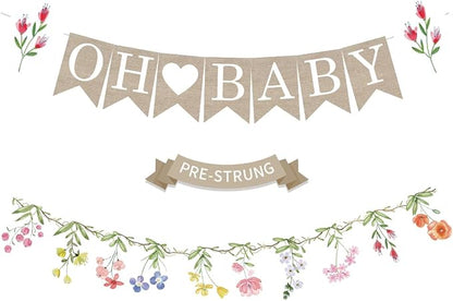 Weecent Pre-Strung 6ft Burlap Oh Baby Banner by Weecent