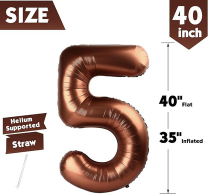 40 Inch Brown Number 5 Balloon Birthday Party Decorations - Image 5