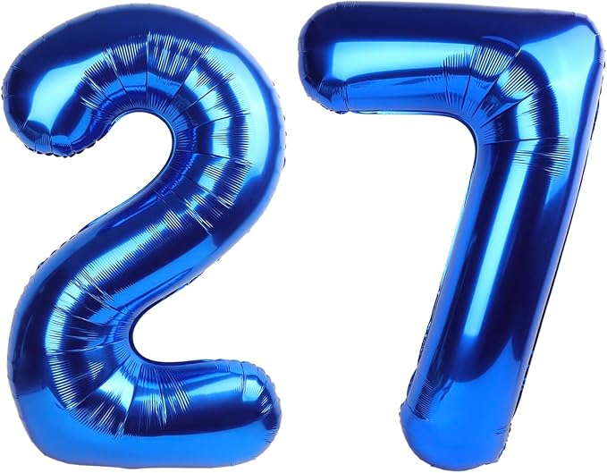 Number Balloons 40 Inch Dark Blue Number 27 by Mluchee