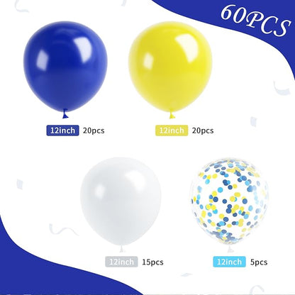 Yellow Blue Balloons, Dark Blue Gold Confetti Latex Balloon Helium - Image 2