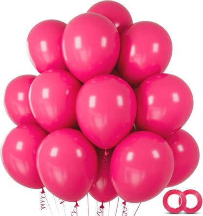 Hot Pink Balloons 100 pcs 12 inch Thicken Latex Hot Pink Balloon Pink Round by ASIYUHY