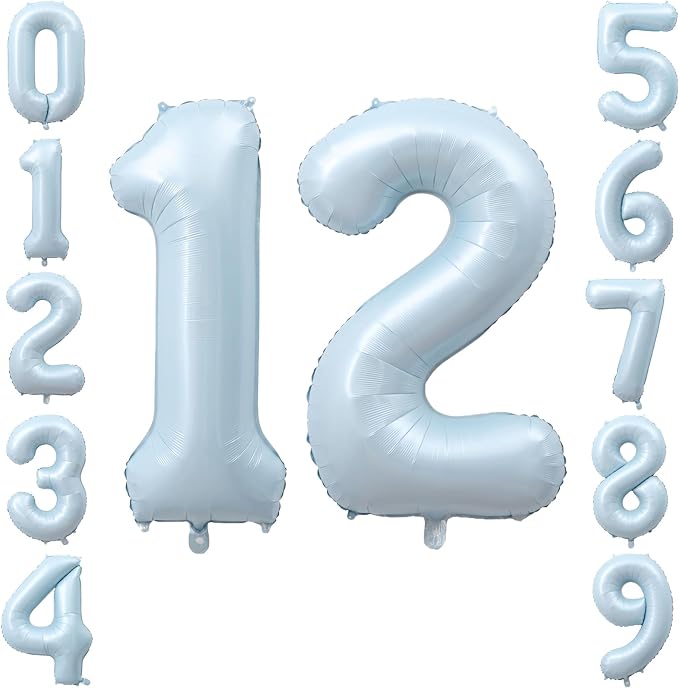 40" Light Blue Foil Number 12 Balloon by TNCDJKPA