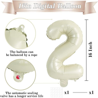 TONIFUL 16 Inch 10 Pcs Cream White 0-9 Birthday Number Balloons | Small Custom - Image 2