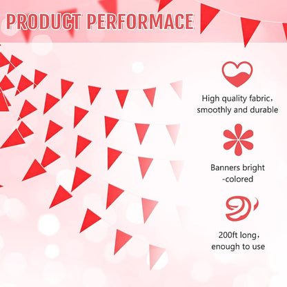 Tatuo 200 Feet Solid Pennant Banners Flags String Triangle Hanging DIY Bunting - Image 3