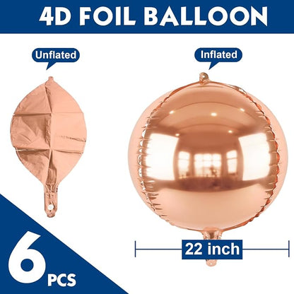 6pcs Rose Gold Foil Balloons 22inch Round Balloons - Image 2