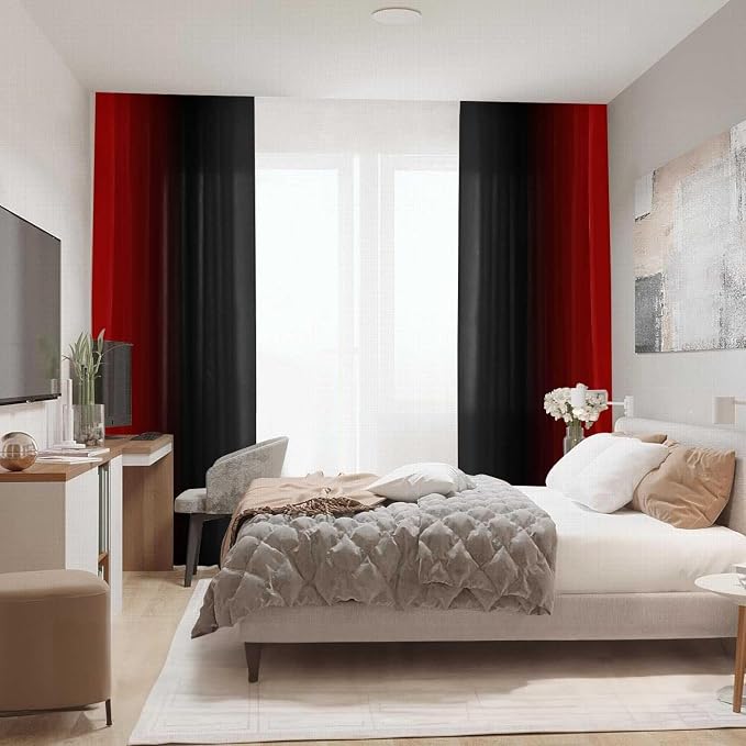 Red and Black Ombre Curtains 72 inches Length - Image 4