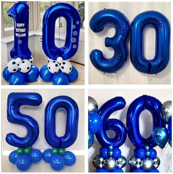 Navy Blue 40 Balloon Numbers, 40 Inch Dark Blue 40 Birthday Balloons Large Foil - Image 6