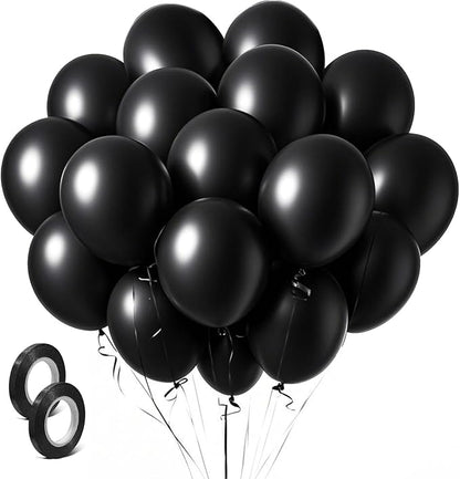 Black Balloons Party Decorations 100 Pack 12 inch Round Halloween Latex Balloons by BOMSI