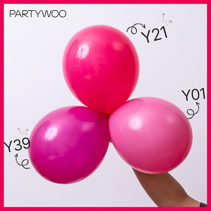 PartyWoo Hot Pink Balloons 140pcs Magenta Fuchsia Dark Pink Color | 18 12 10 5 - Image 3