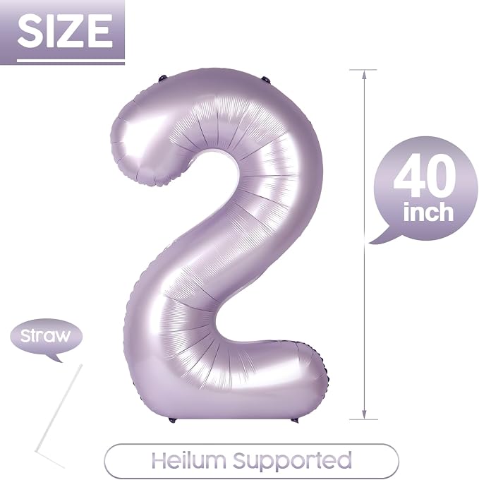 2 Balloon - Lilac Birthday Number Balloons, 40 Inch Decorations Men Women | - Image 5