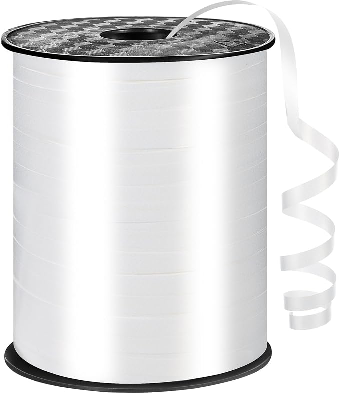 woric White Curling Ribbon 600 Yards, 1/5 Inch Balloon String Ribbon | Thin by woric