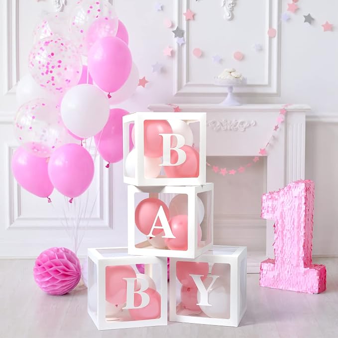 Voircoloria Baby Boxes with Letters, 4 Transparent Balloon - Image 5