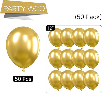 PartyWoo Gold Balloons 50pcs Gold Latex Helium Balloons 12 Inch | Birthday - Image 8