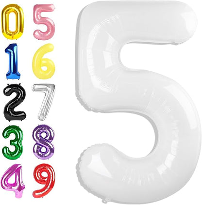 Number Balloons 40 Inch White 4 Balloon by Argthjy