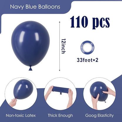 Voircoloria 110pcs Navy Blue Dark Blue Latex Party Balloons, 12inch | - Image 2
