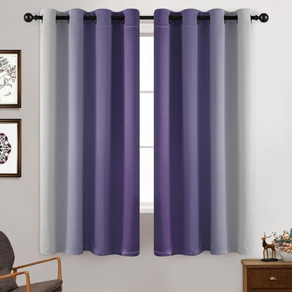 Yakamok Ombre Curtains Lavender Purple and Greyish White - Image 2
