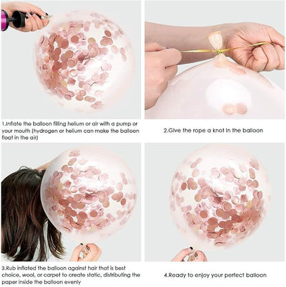 Rose Gold Confetti Latex Balloons, 50 pack 12 inch Birthday Balloons - Image 3