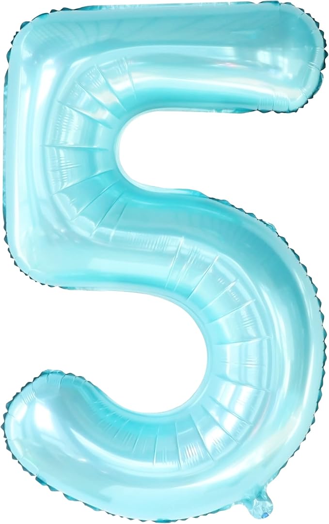 KatchOn Light Blue 5 Balloon Number 40 Inch | Light Blue Number 5 Balloon - Image 9