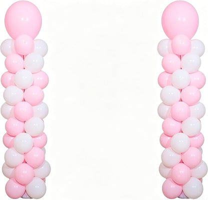 2 Sets Macaron Pink White Balloon Column Stand Kit, Adjustable Telescopic Column by KINNOGOLDLEAF
